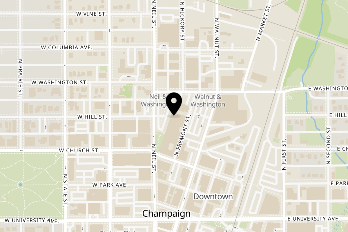 Map showing the location of Smith Burger Company Champaign on 340 N Neil St Ste 101-A in Champaign